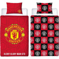 Red-Yellow - Front - Manchester United FC Crest Reversible Duvet Set