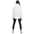 Pink-White - Back - Keanu Womens-Ladies Checked Sherpa Fleece Quarter Zip Pullover
