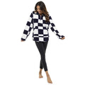 Black-White - Front - Keanu Womens-Ladies Checked Sherpa Fleece Quarter Zip Pullover