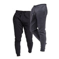 Black-Charcoal - Front - Keanu Mens Cotton Blend Slim Jogging Bottoms (Pack of 2)