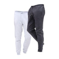Charcoal-Grey Marl - Front - Keanu Mens Cotton Blend Slim Jogging Bottoms (Pack of 2)