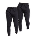 Black - Front - Keanu Mens Cotton Blend Slim Jogging Bottoms (Pack of 2)