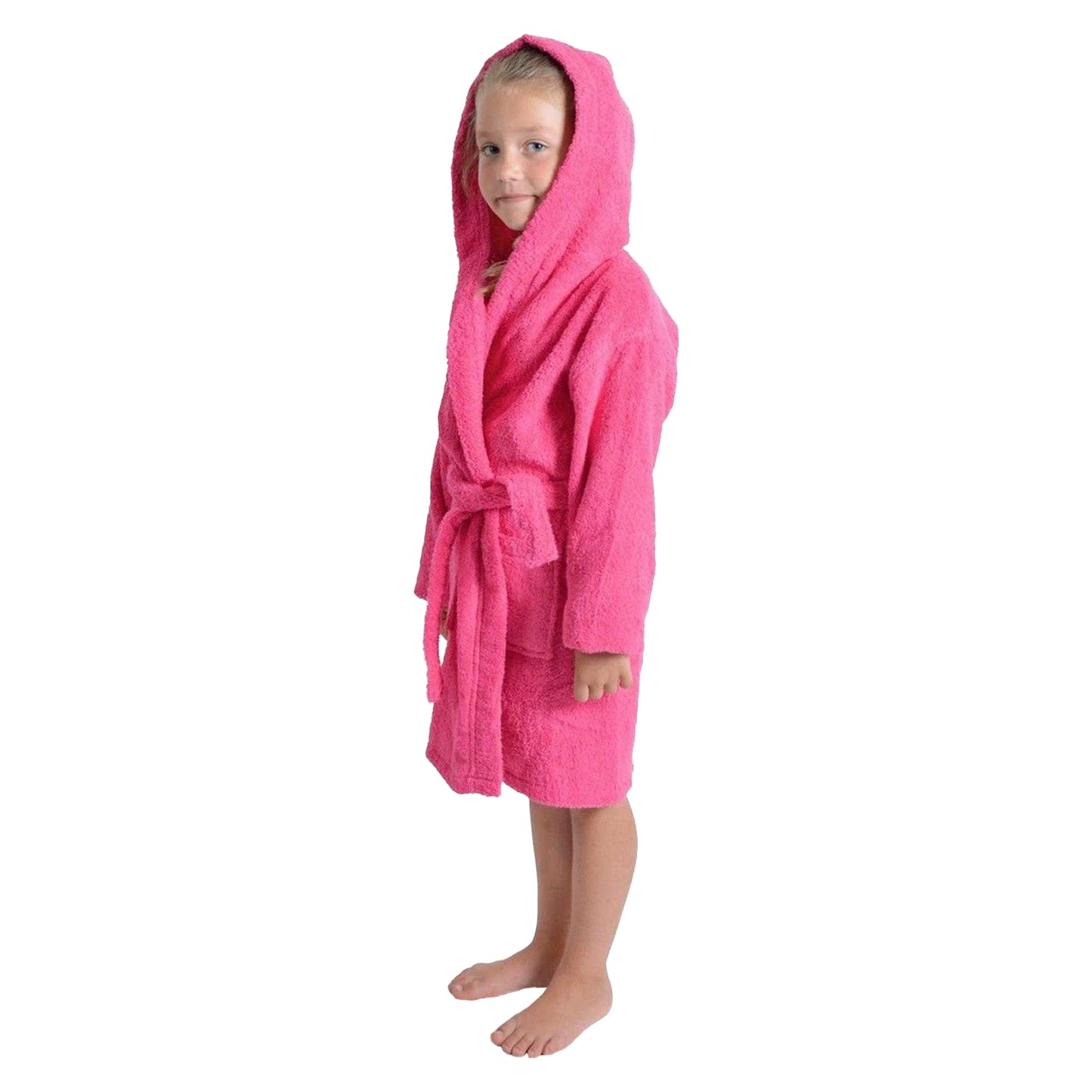Pink - Side - Keanu Childrens-Kids Cotton Dressing Gown