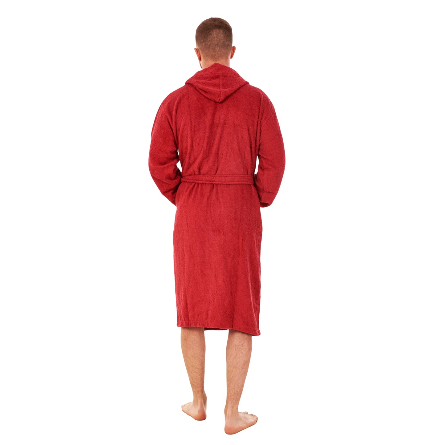 Deep Red - Back - Keanu Mens Plain Cotton Dressing Gown
