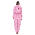 Pink - Back - Keanu Womens-Ladies Bunny Ears Fleece Hooded Jumpsuit