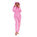 Pink - Front - Keanu Womens-Ladies Bunny Ears Fleece Hooded Jumpsuit
