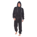 Black - Side - Keanu Mens Hooded Fleece Contrast Trim Jumpsuit