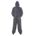 Grey - Back - Keanu Mens Hooded Fleece Contrast Trim Jumpsuit