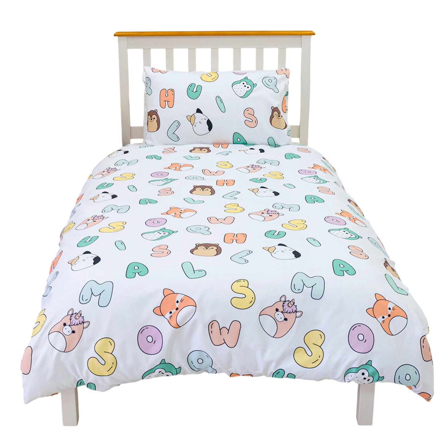White-Multicoloured - Pack Shot - Squishmallows Characters Reversible Duvet Set