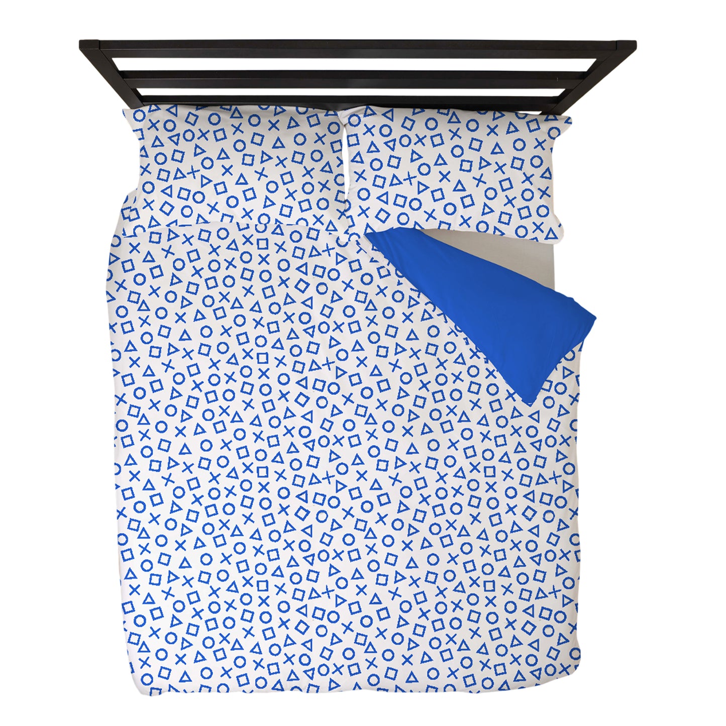 Blue-Black-White - Side - Playstation Banner Reversible Duvet Set