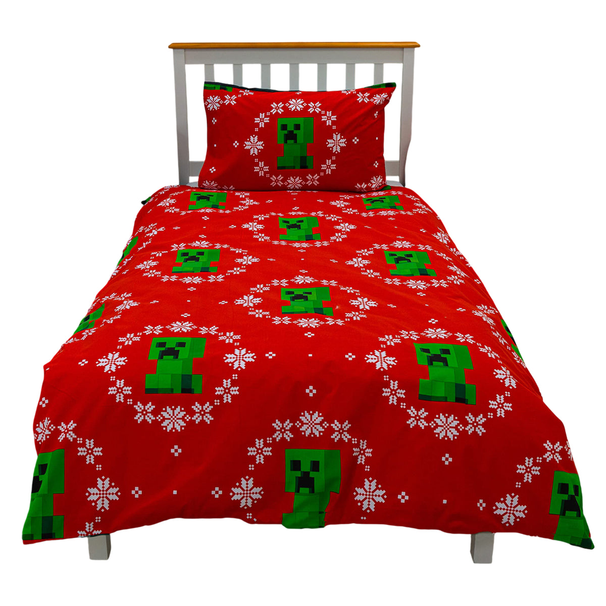 Multicoloured - Close up - Minecraft Pixel Christmas Reversible Duvet Set