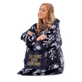 Black-White - Side - Nightmare Before Christmas Womens-Ladies Soft Sherpa Lined Oversized Blanket Hoodie