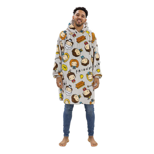 Multicoloured - Front - Friends Unisex Adult Fleece Sherpa Lined Oversized Blanket Hoodie