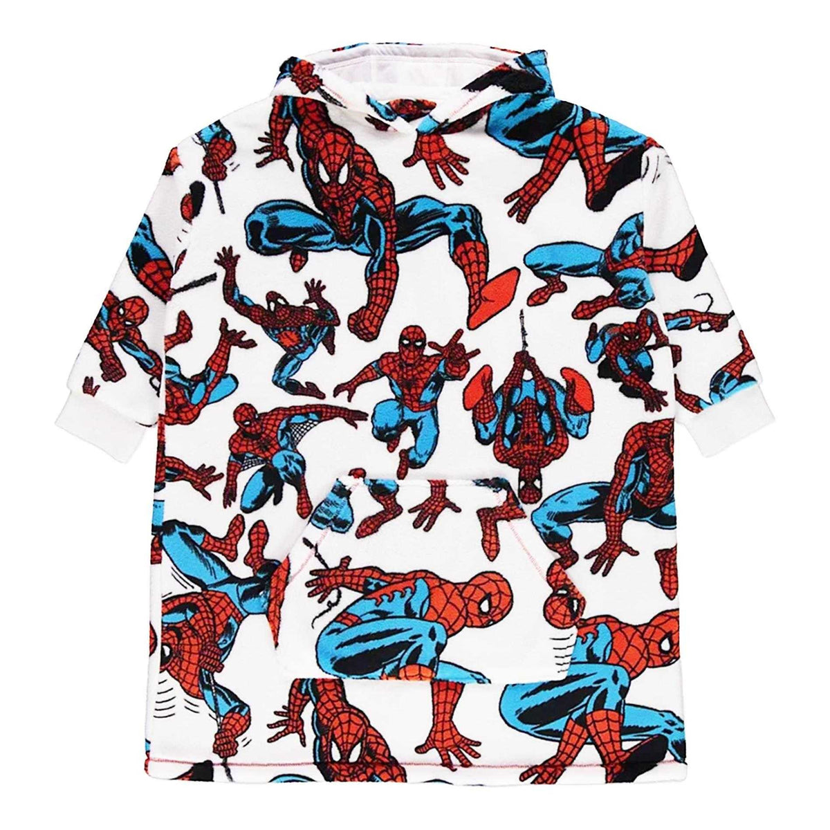 Multicoloured - Back - Spider-Man Childrens-Kids All-Over Print Soft Sherpa Lined Oversized Blanket Hoodie