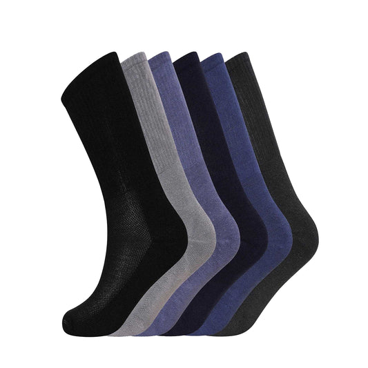 Multicoloured - Front - Soxy Mens Calf-Length Bamboo Sport Socks (Pack of 6)