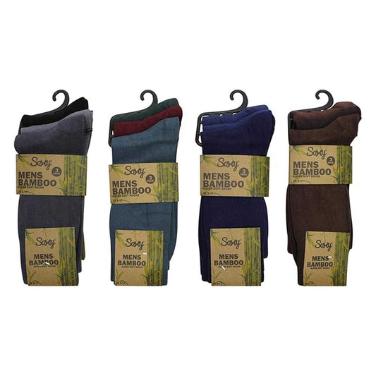 Multicoloured - Front - Soxy Mens Mid Calf Bamboo Socks (Pack of 12)