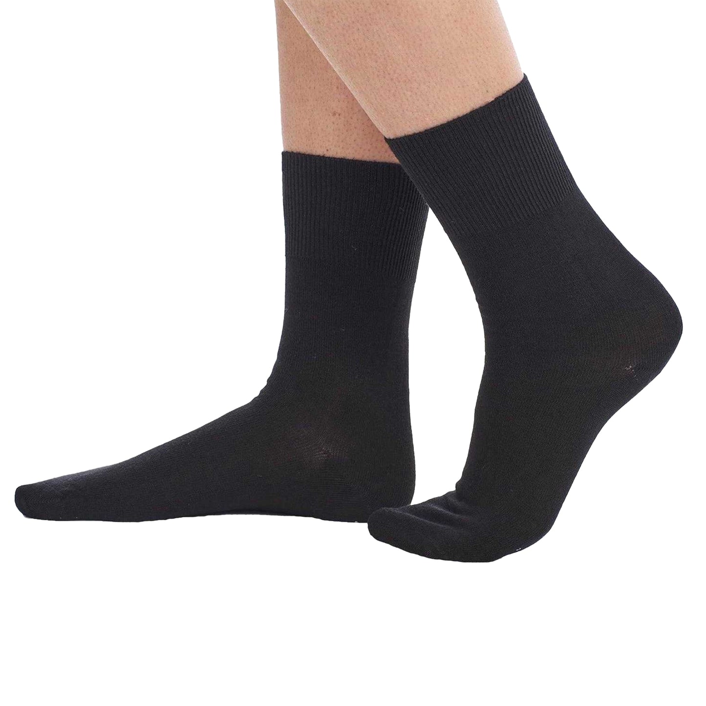 Black - Side - Soxy Womens-Ladies Mid Calf Bamboo Socks (Pack of 12)