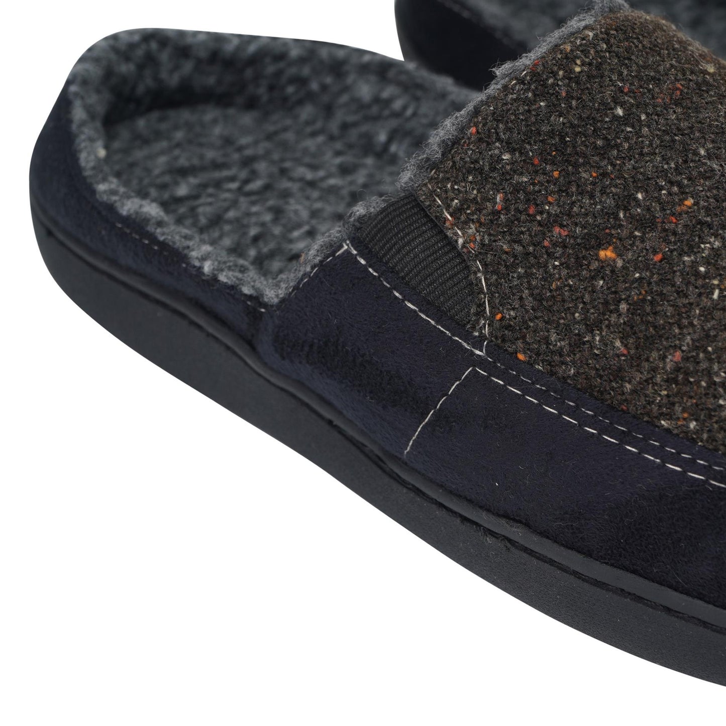 Black-Brown - Lifestyle - Keanu Mens Tweed Slip-on Mule Slippers