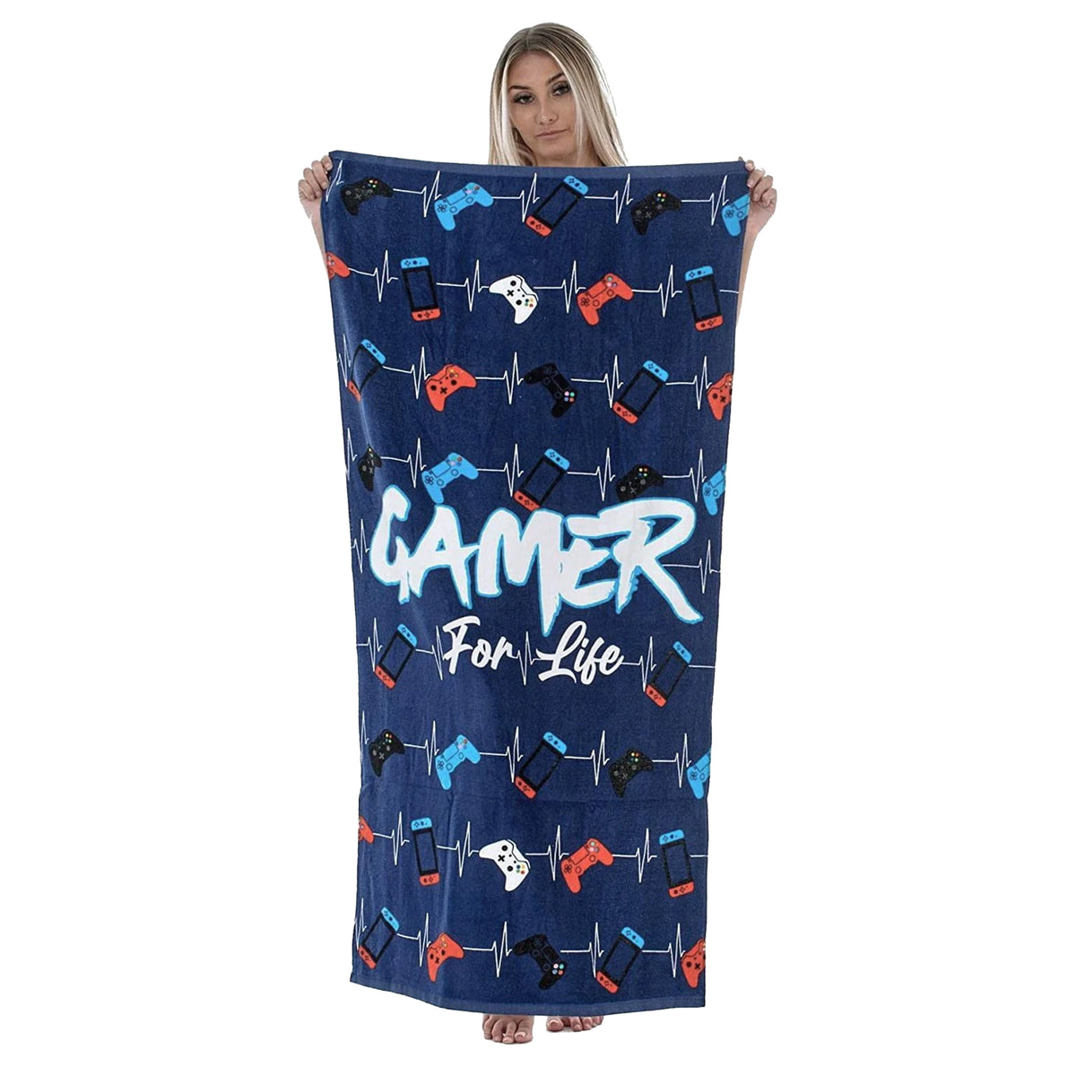 Blue-White - Back - Floso Gamer Game Controller Towel