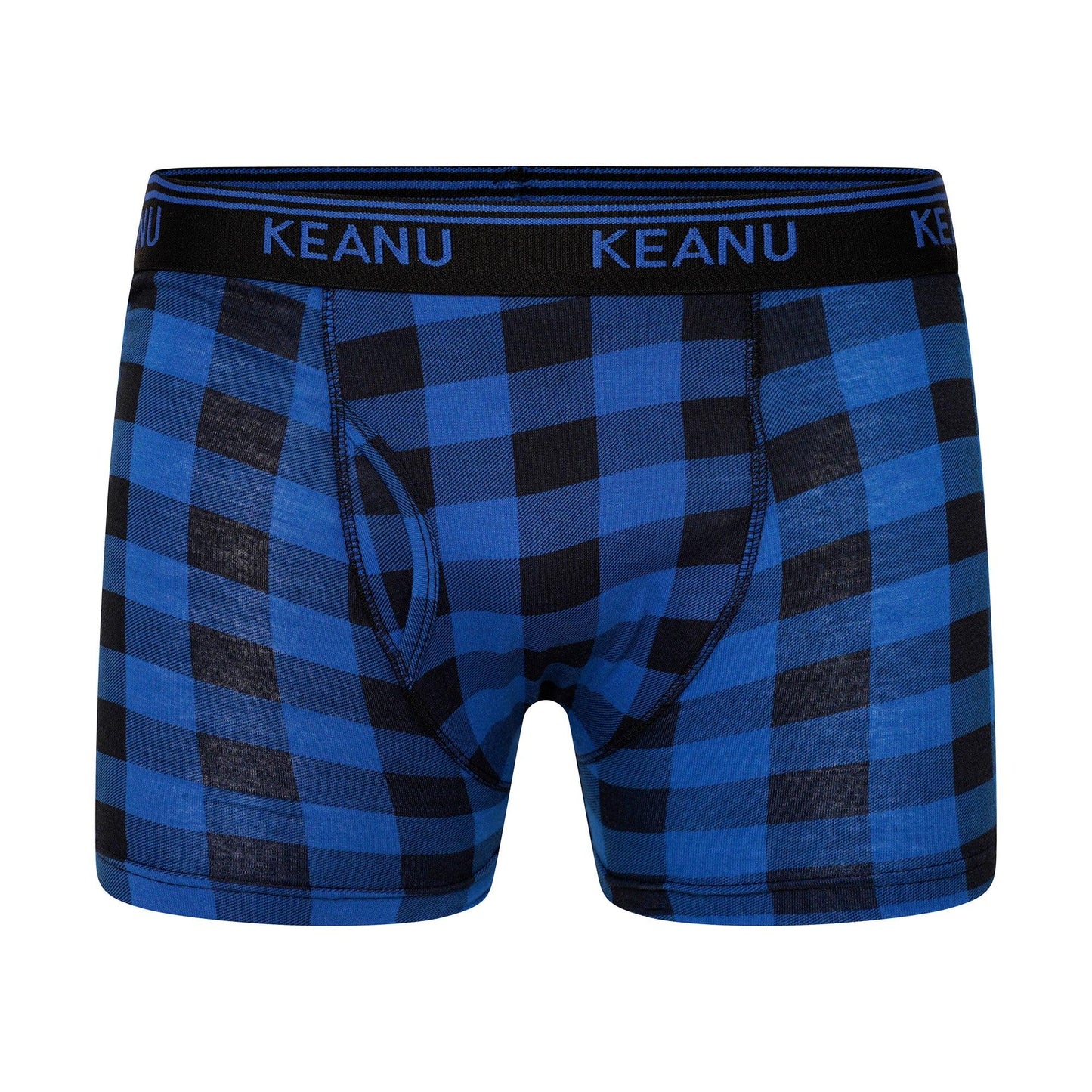 Dark Grey-Royal Blue-Black-White-Red-Light Blue - Close up - Keanu Mens Checked Cotton Blend Boxer Shorts (Pack of 6)