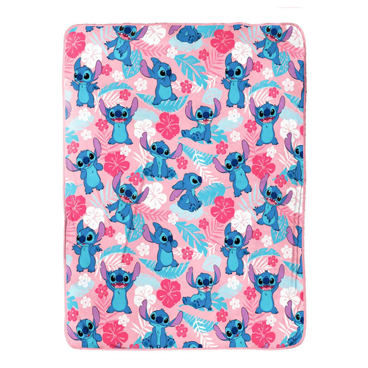 Pink-Blue-Red - Front - Lilo & Stitch Plush Fleece Blanket
