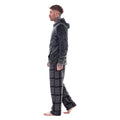 Charcoal - Back - Keanu Mens Checked Microfleece Zipped Long Pyjama Set
