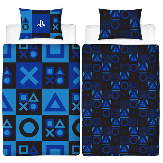 Blue - Front - Playstation Checked Reversible Duvet Set