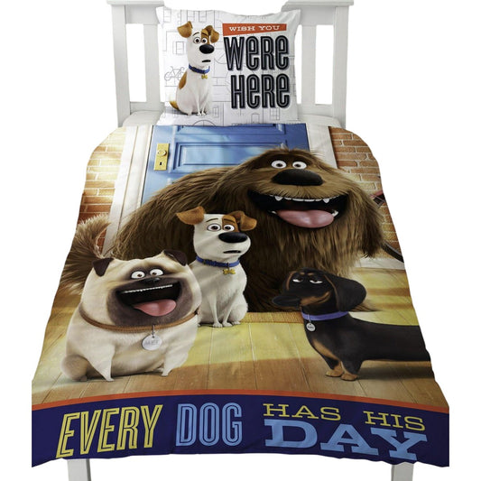 Blue-White-Brown - Front - The Secret Life Of Pets Reversible Duvet Set