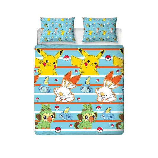 Blue-Yellow - Front - Pokemon Characters Reversible Duvet Set