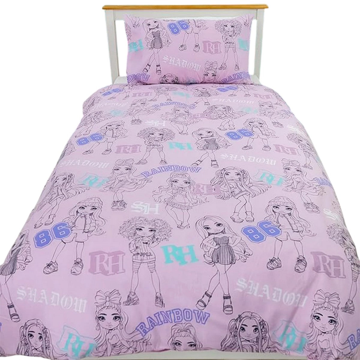 Pink-Multicoloured - Pack Shot - Rainbow High Shadow High Dolls Reversible Duvet Set