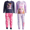 Violet-Navy-Pink - Front - Barbie Girls Dream Team Long Pyjama Set (Pack of 2)