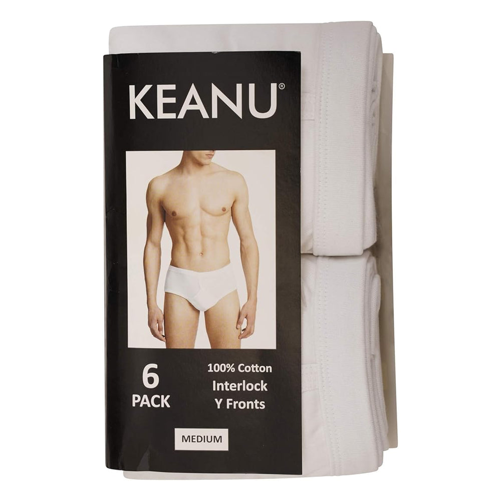 White - Back - Keanu Mens Plain Briefs (Pack of 6)