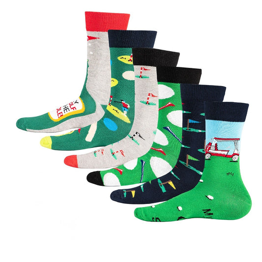 Multicoloured - Front - Soxy Mens Golf Ball Cotton Socks (Pack of 6)