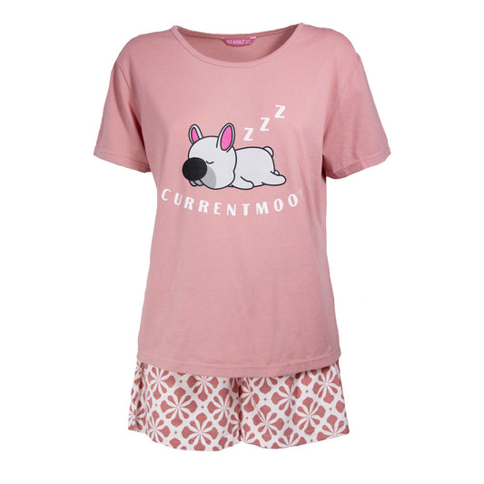 Pink - Front - Keanu Womens-Ladies Current Mood Dog Short-Sleeved Short Pyjama Set