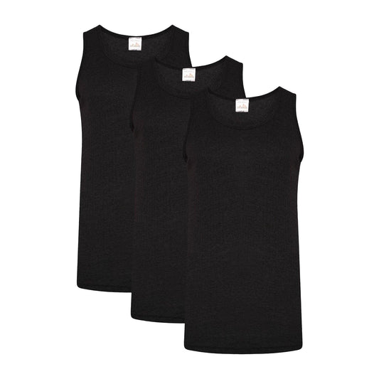 Black - Front - Heatforce Mens Thermal Vest (Pack of 3)