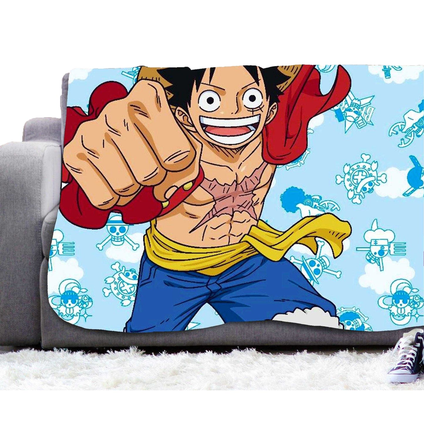 Multicoloured - Side - One Piece Fleece Monkey D. Luffy Blanket