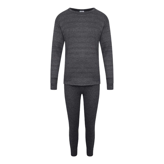 Charcoal - Front - K Collection Childrens-Kids Long-Sleeved Thermal Base Layers Set