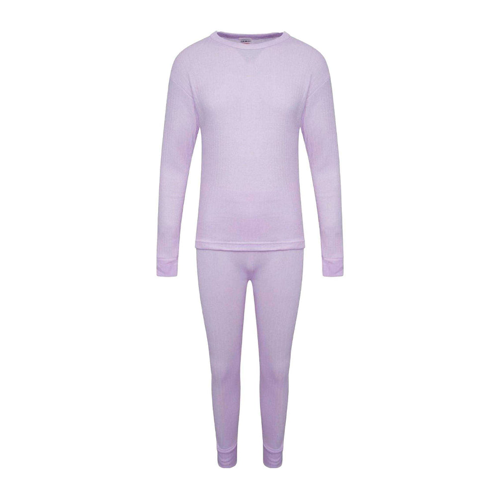 Lilac - Front - K Collection Childrens-Kids Long-Sleeved Thermal Base Layers Set