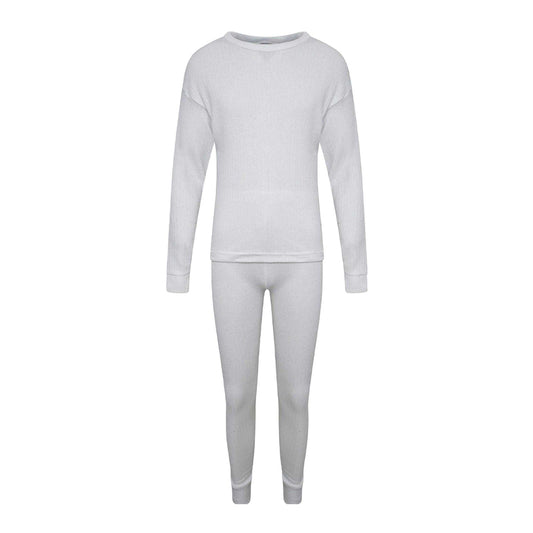 White - Front - K Collection Childrens-Kids Long-Sleeved Thermal Base Layers Set