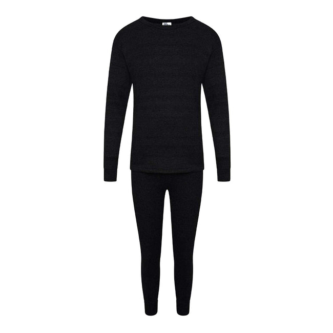 Black - Front - K Collection Childrens-Kids Long-Sleeved Thermal Base Layers Set