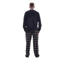 Black - Back - Keanu Mens Checked Microfleece Long Pyjama Set