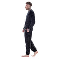 Black - Side - Keanu Mens Fleece Long Pyjama Set