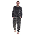Grey - Front - Keanu Mens Fleece Long Pyjama Set
