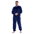 Navy - Front - Keanu Mens Fleece Long Pyjama Set