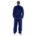 Navy - Back - Keanu Mens Fleece Long Pyjama Set