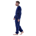 Navy - Side - Keanu Mens Fleece Long Pyjama Set