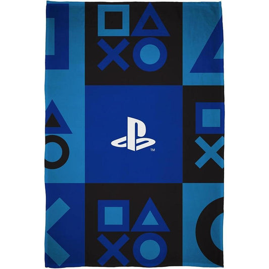 Royal Blue-Light Blue-Black - Front - Playstation Fleece Icons Blanket