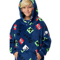 Blue-Green - Lifestyle - Minecraft Childrens-Kids Icons Sherpa Fleece Oversized Hoodie Blanket