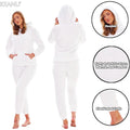 White - Back - Keanu Womens-Ladies Borg Long Pyjama Set