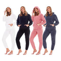 White - Lifestyle - Keanu Womens-Ladies Borg Long Pyjama Set